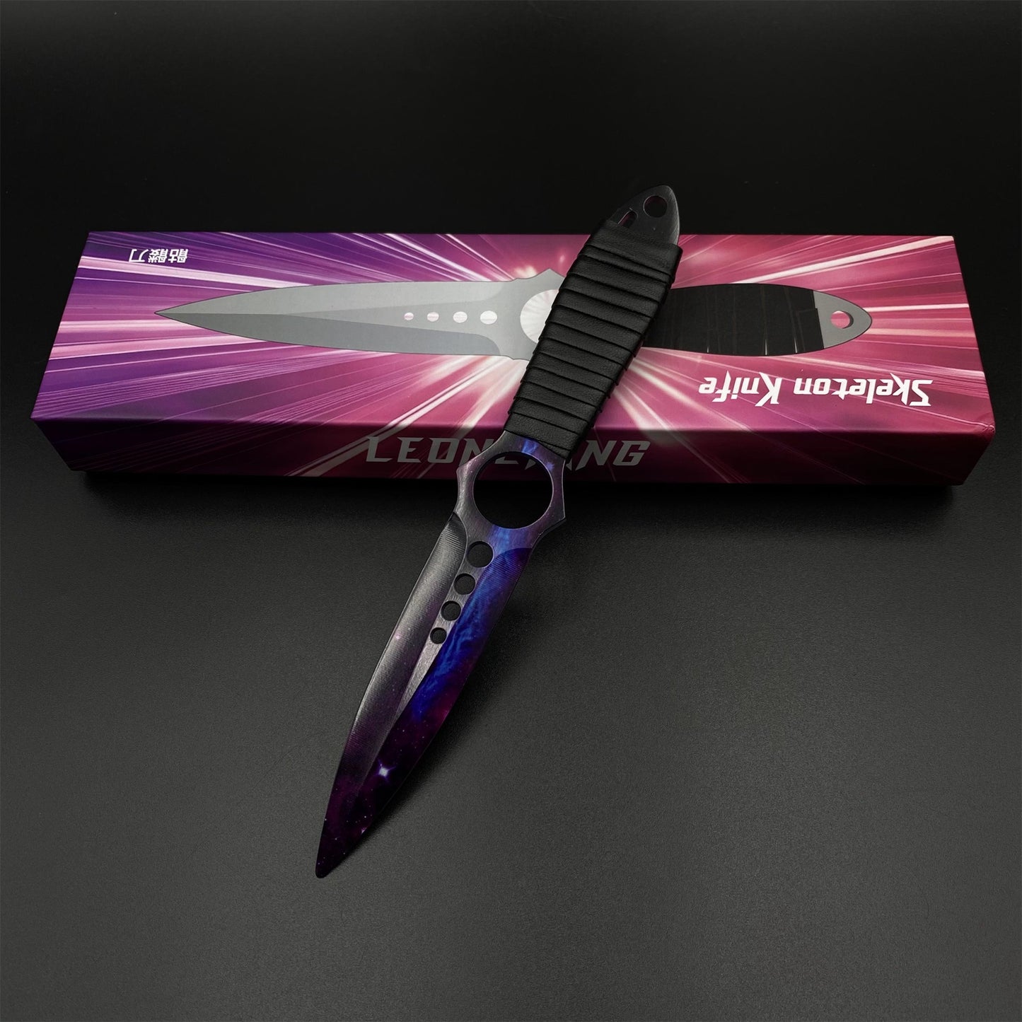 CS Skeleton Knife Doppler Galaxy Dull Blade 420 Steel Replica For Game Collection
