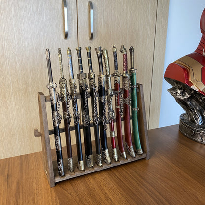 10-Layer Vertical Small Sword Small Long Handle Weapon Wood Display Holder Wooden Kit