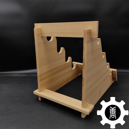 Dragon Head 4-Layer Wooden Holder Dagger Short Sword Display Stand