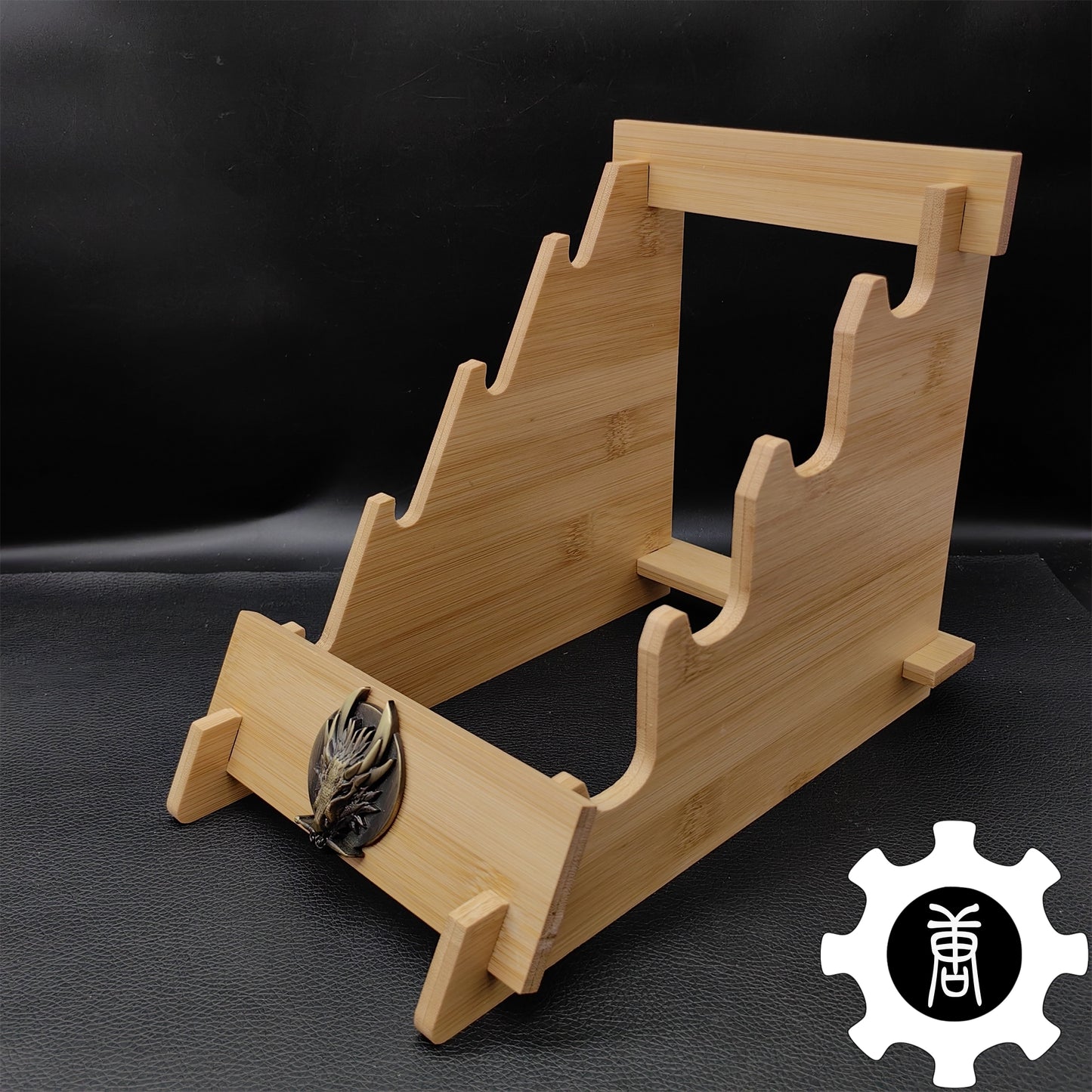Dragon Head 4-Layer Wooden Holder Dagger Short Sword Display Stand
