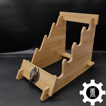 Dragon Head 4-Layer Wooden Holder Dagger Short Sword Display Stand