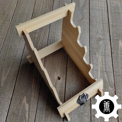 Dragon Head 4-Layer Wooden Holder Dagger Short Sword Display Stand