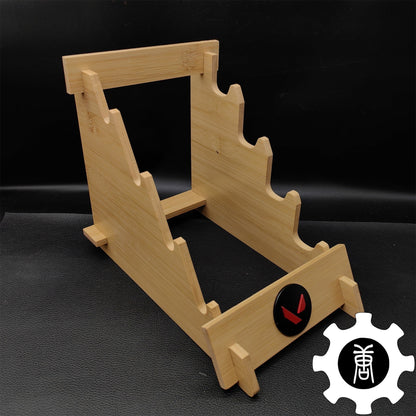 Game Knife Display Stand High-End 4-Layer Wooden Holder