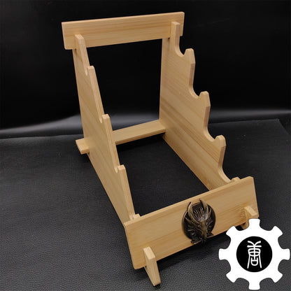 Dragon Head 4-Layer Wooden Holder Dagger Short Sword Display Stand