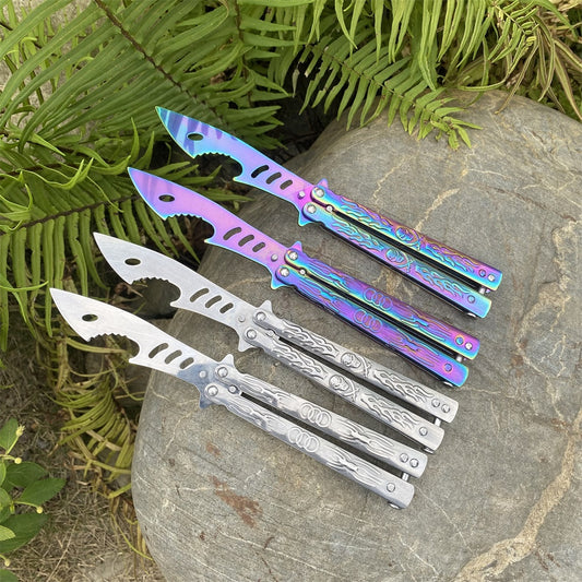 Stainless Steel Shark Head Balisong Trainer Bottle Opener Butterfly Knife Training