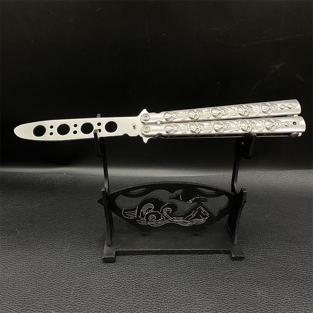 Blunt Blade 3D 4 Color Skull Head Sculpture Balisong Butterfly Knife Trainers