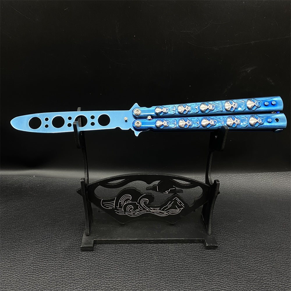 Blunt Blade 3D 4 Color Skull Head Sculpture Balisong Butterfly Knife Trainers