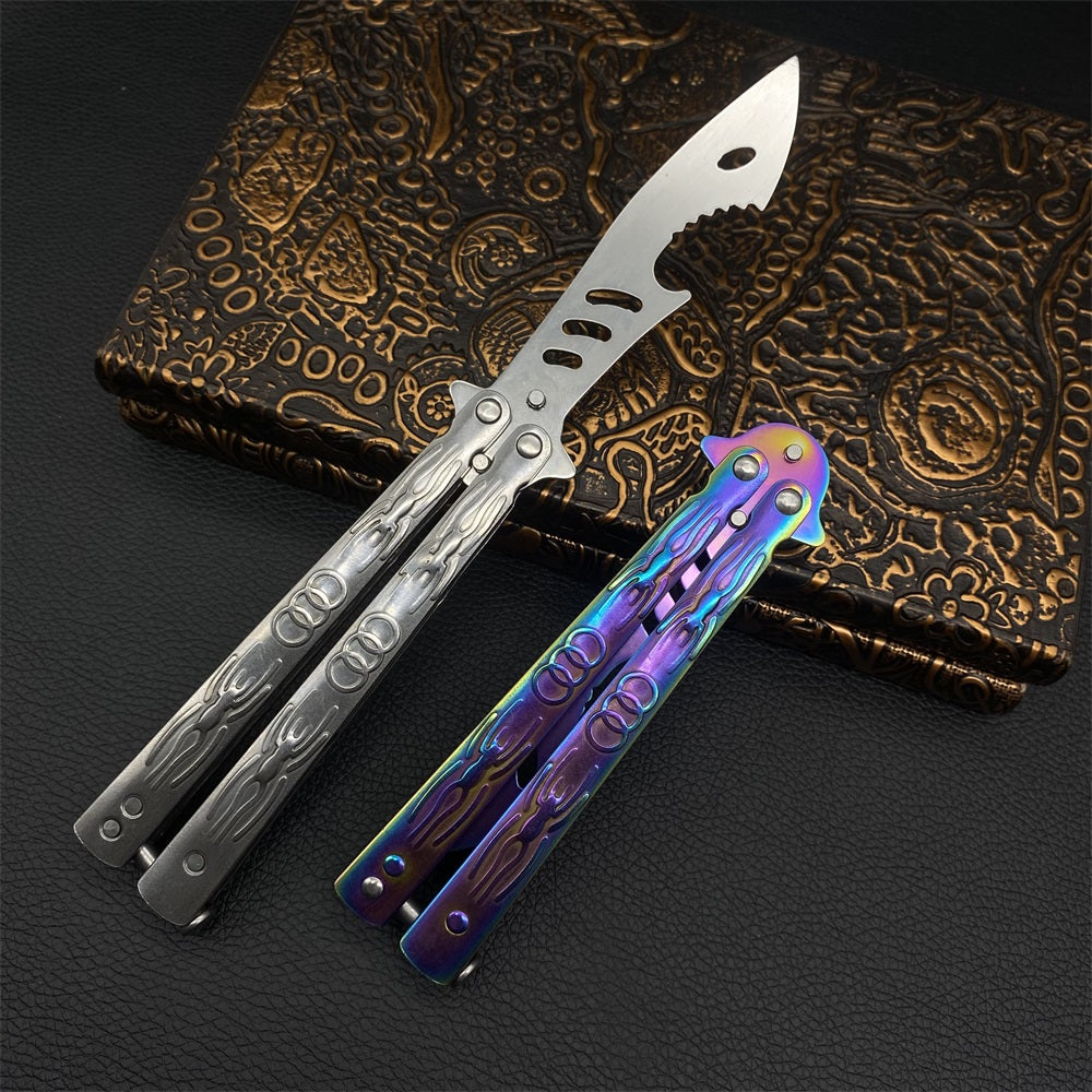 Stainless Steel Spider 3D Sculpture Balisong Butterfly KnifeTrainer