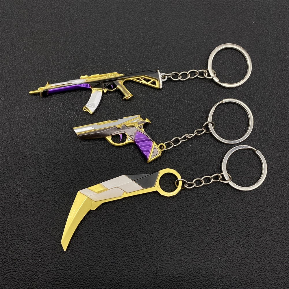 Metal Material Cool Game Weapon Keychains Bag Pendant 3 In 1 Pack