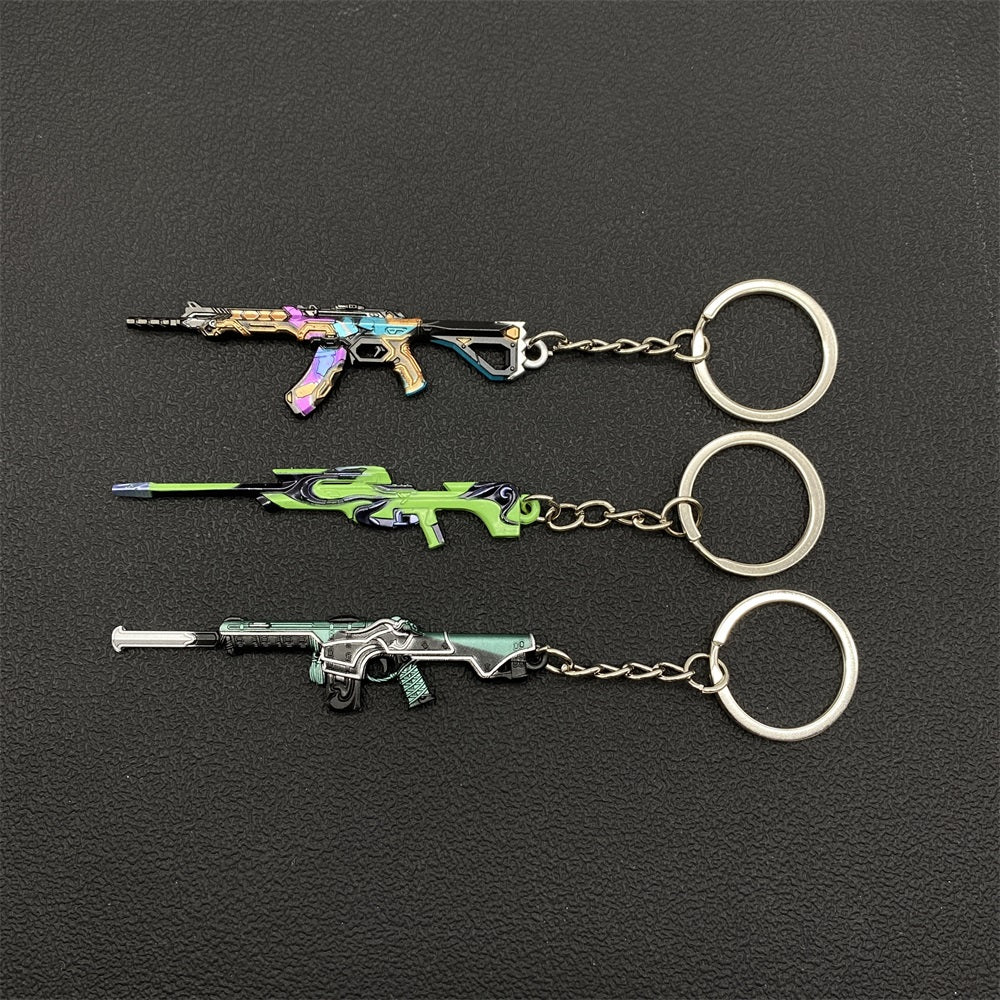 Metal Material Cool Game Weapon Keychains Bag Pendant 3 In 1 Pack