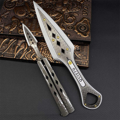 White Wraith Kunai Wraith Blunt Blade Balisong 2 in 1 Pack