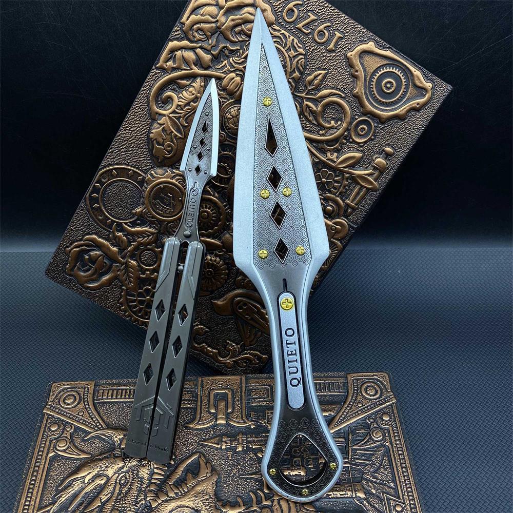 White Wraith Kunai Wraith Blunt Blade Balisong 2 in 1 Pack