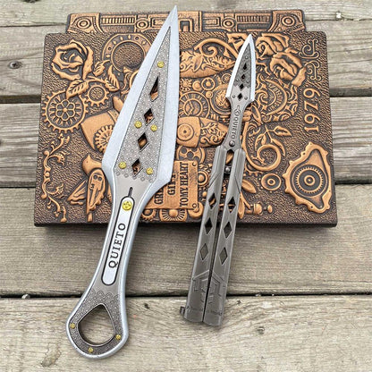White Wraith Kunai Wraith Blunt Blade Balisong 2 in 1 Pack