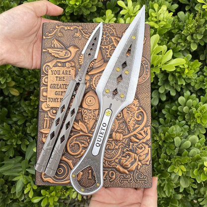 White Wraith Kunai Wraith Blunt Blade Balisong 2 in 1 Pack