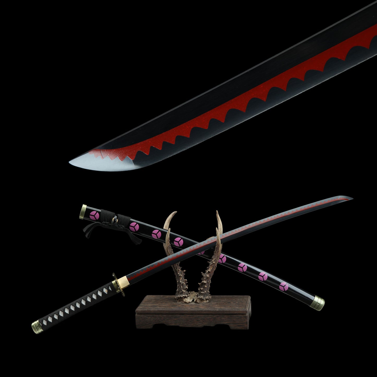 Zoro Shusui Katana Legendary Pirate Black Blade Replica 2 Hamon Option