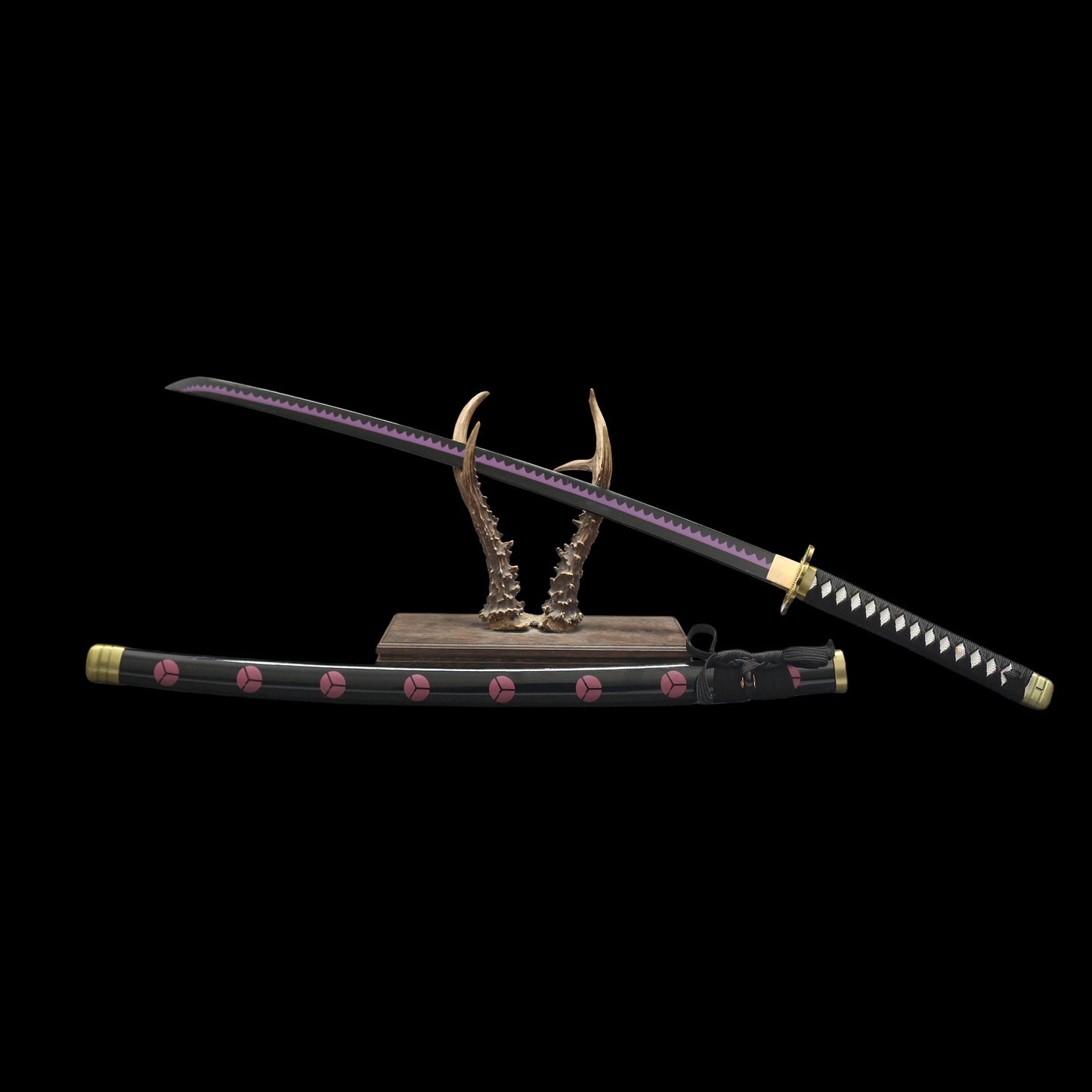 Zoro Shusui Katana Legendary Pirate Black Blade Replica 2 Hamon Option