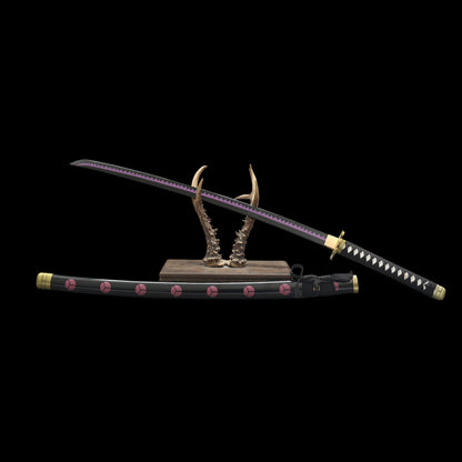 Zoro Shusui Katana Legendary Pirate Black Blade Replica 2 Hamon Option