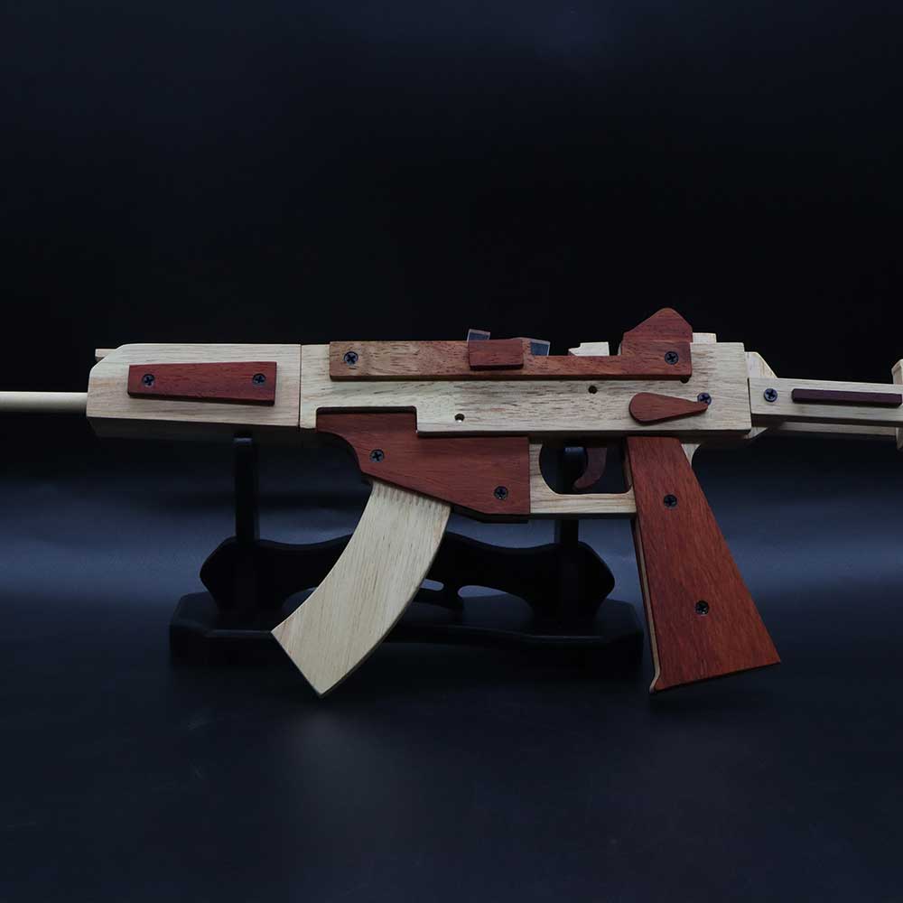 Solid Beech Wood MP5 SMG Replica Rubber Band Gun Model Kit