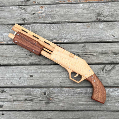 Assembled M37 Shotgun Rubber Band Wooden Replica Gun
