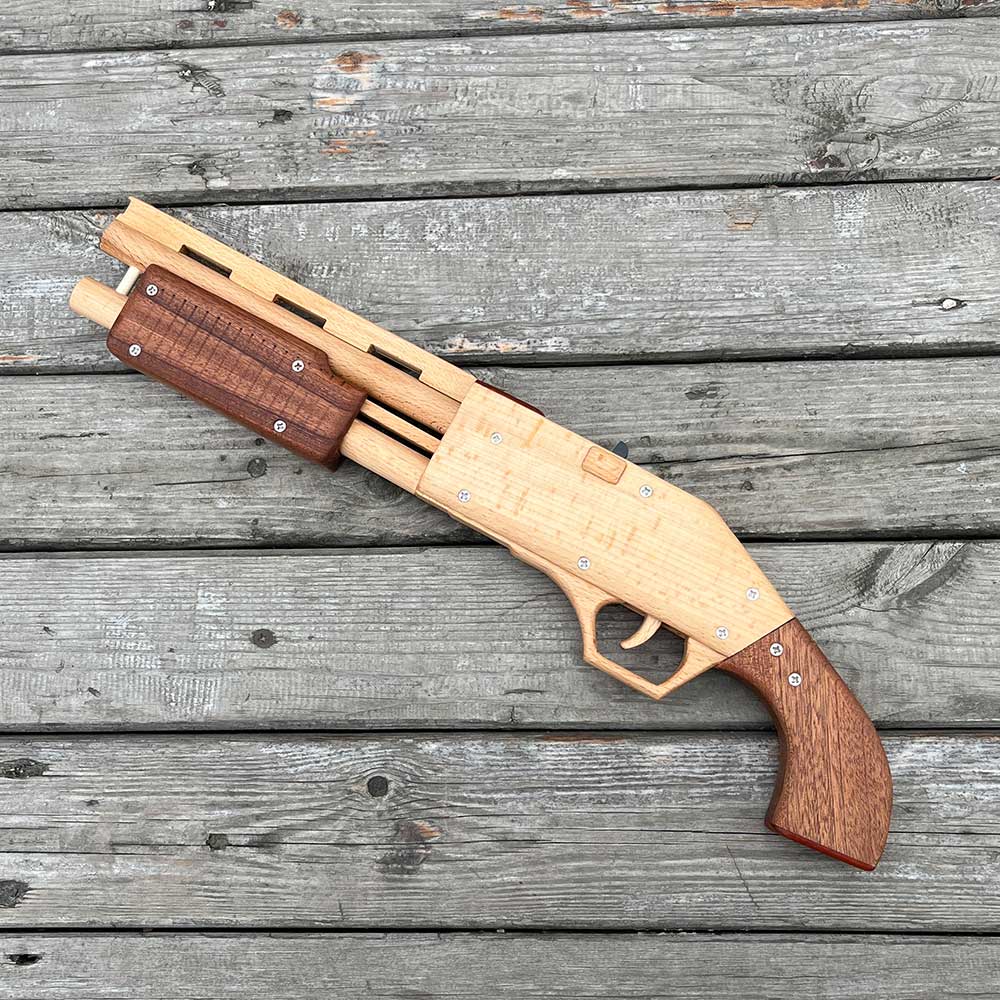 Assembled M37 Shotgun Rubber Band Wooden Replica Gun