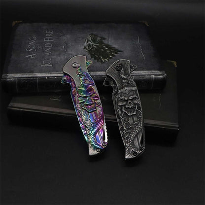 Snake Skull Relief Folding Knife