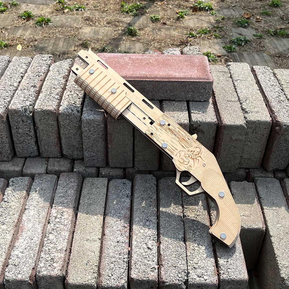 Wooden Mossberg Shotgun Rubber Band Gun Model Kit
