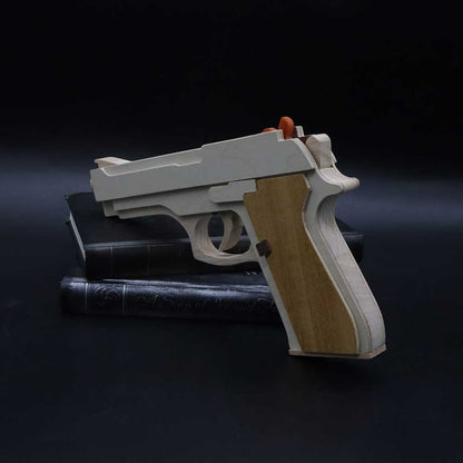 Solid Wooden Rubber Band M92F Pistol With Functional Clip