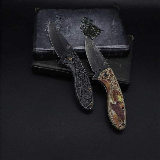 3D Sculpture Eagle Relief Folding Knife