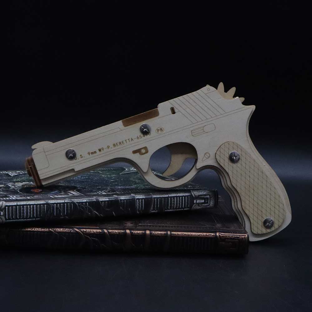 Assembled Beretta Wooden Rubber Band Gun Model Kit