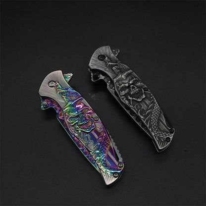 Snake Skull Relief Folding Knife