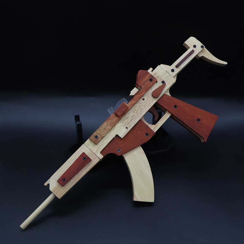 Solid Beech Wood MP5 SMG Replica Rubber Band Gun Model Kit