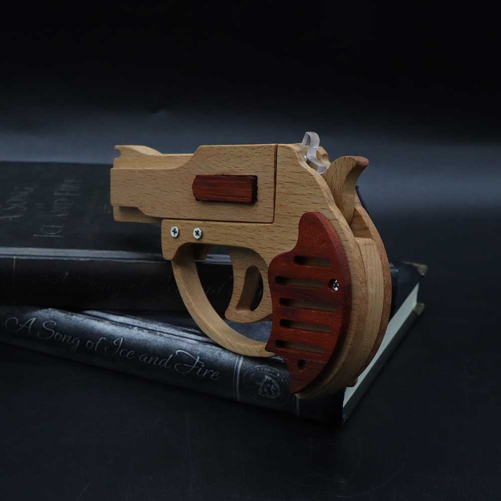 Solid Wood Mini Revolver Rubber Band Gun