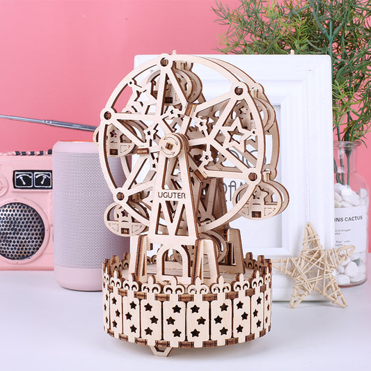 3D Wooden Assembled Mirage Ferris Wheel Music Box Model Kit
