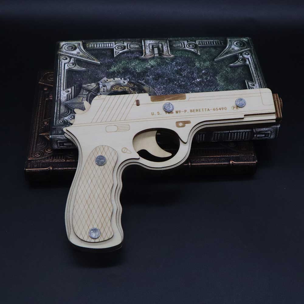 Assembled Beretta Wooden Rubber Band Gun Model Kit