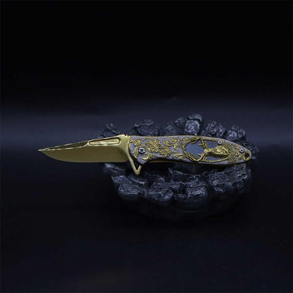 Fantastic Reindeer in the Mirror Folding Knife
