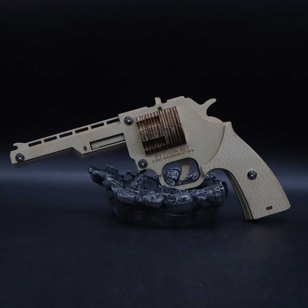 Assembled Revolver Wooden Rubber Band Gun Model Kit