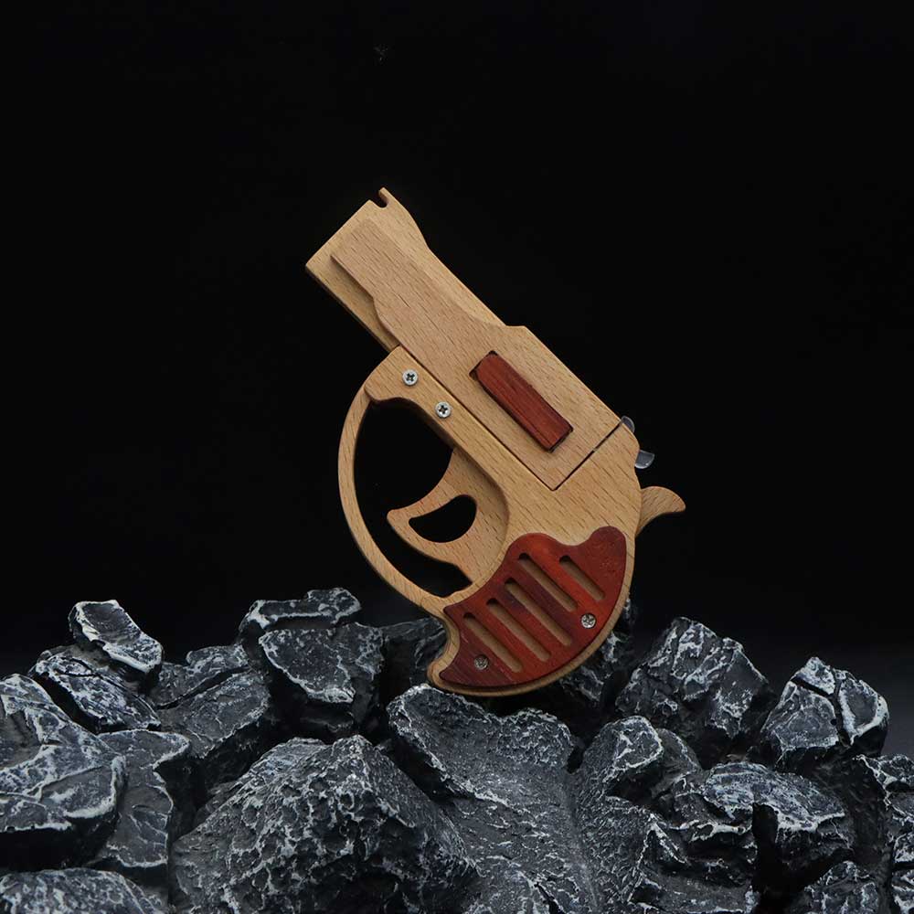 Solid Wood Mini Revolver Rubber Band Gun