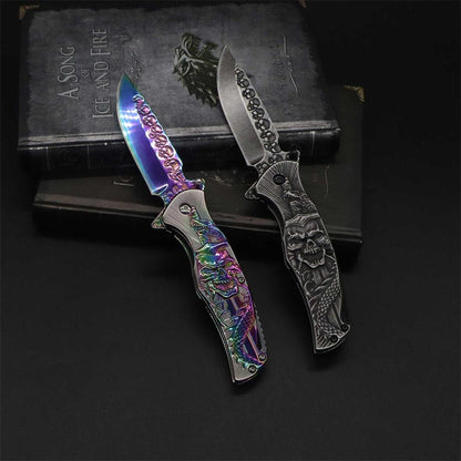 Snake Skull Relief Folding Knife