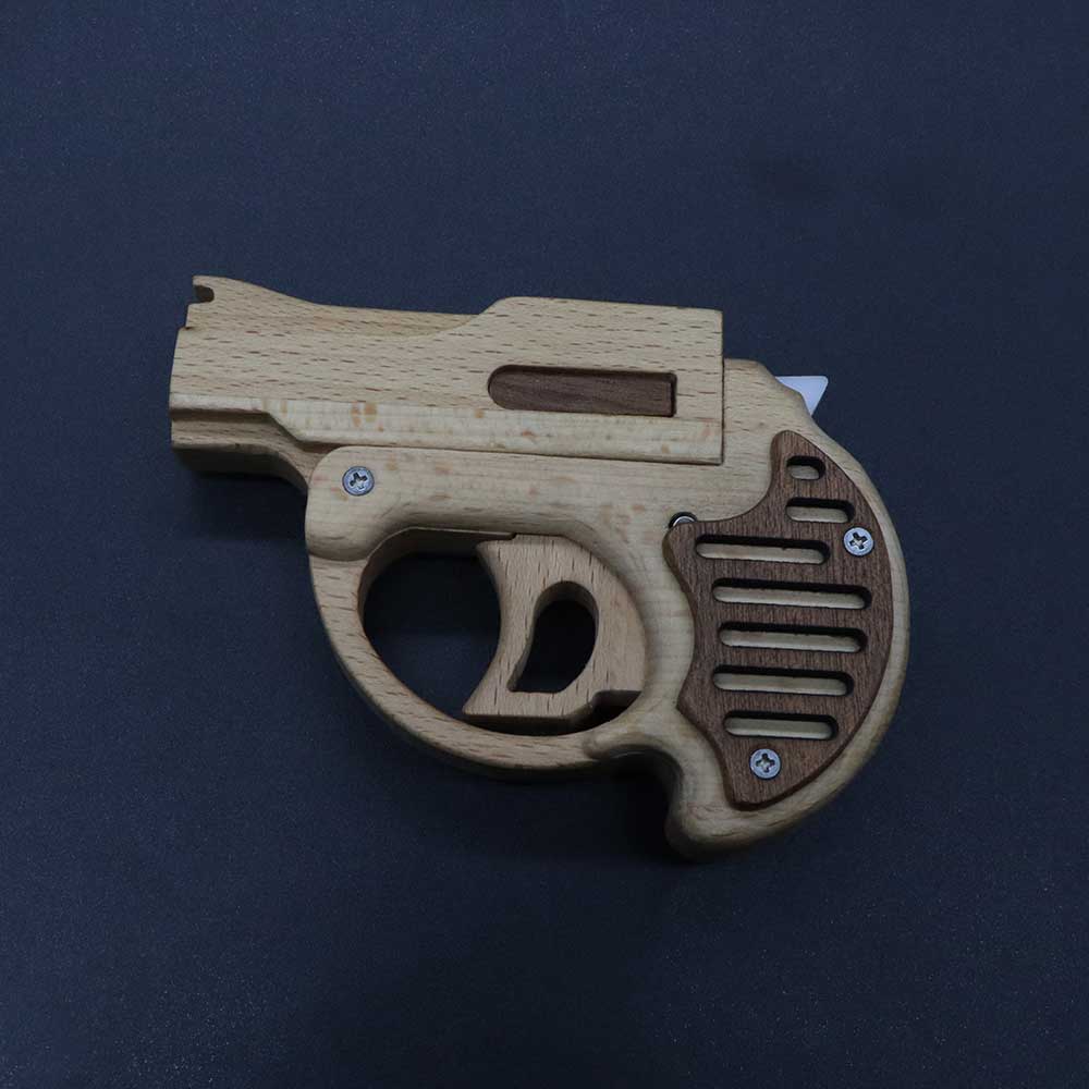 Mini Revolver Assembled Solid Wood Rubber Band Gun