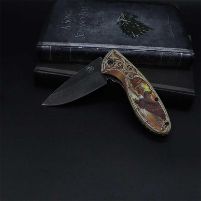 3D Sculpture Eagle Relief Folding Knife