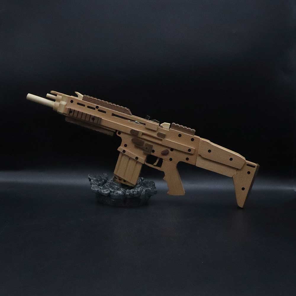 Wooden Scar Assault Rifle Replica Rubber Band Gun Model Kit