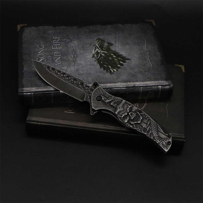 Snake Skull Relief Folding Knife