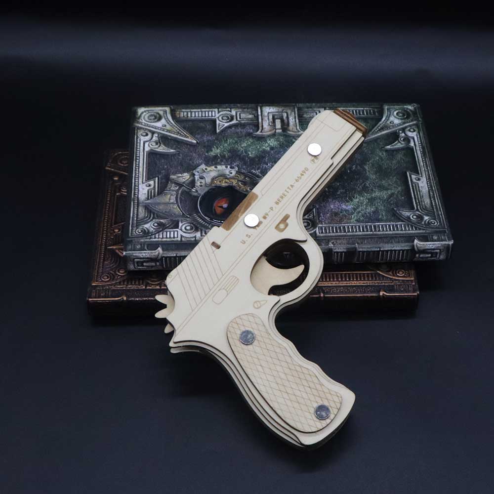 Assembled Beretta Wooden Rubber Band Gun Model Kit