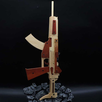 Solid Beech Wood MP5 SMG Replica Rubber Band Gun Model Kit