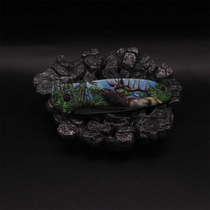 Male Deer Folding Knife Portable Camping Tool