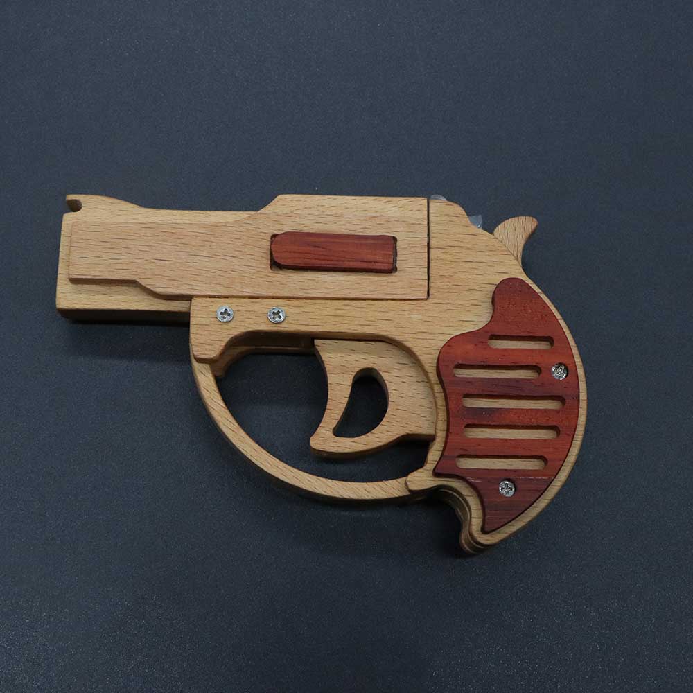 Solid Wood Mini Revolver Rubber Band Gun