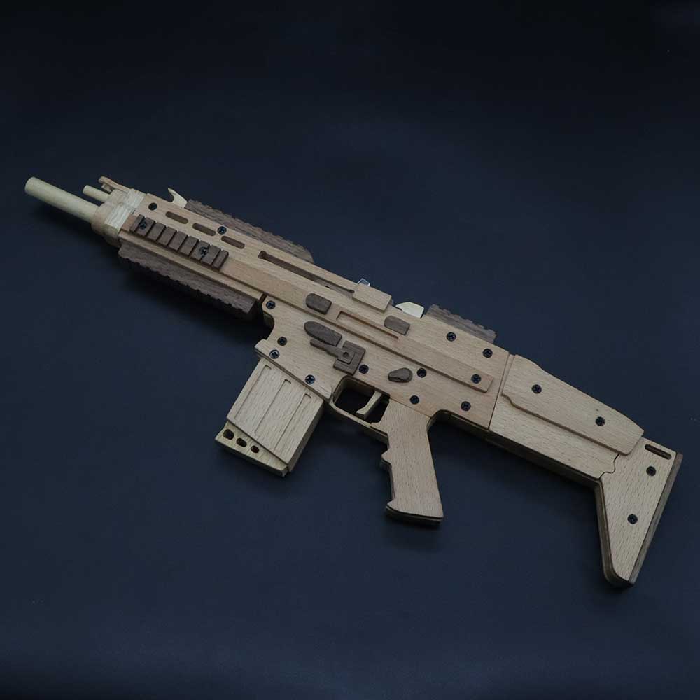 Wooden Scar Assault Rifle Replica Rubber Band Gun Model Kit