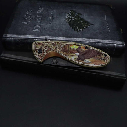 3D Sculpture Eagle Relief Folding Knife