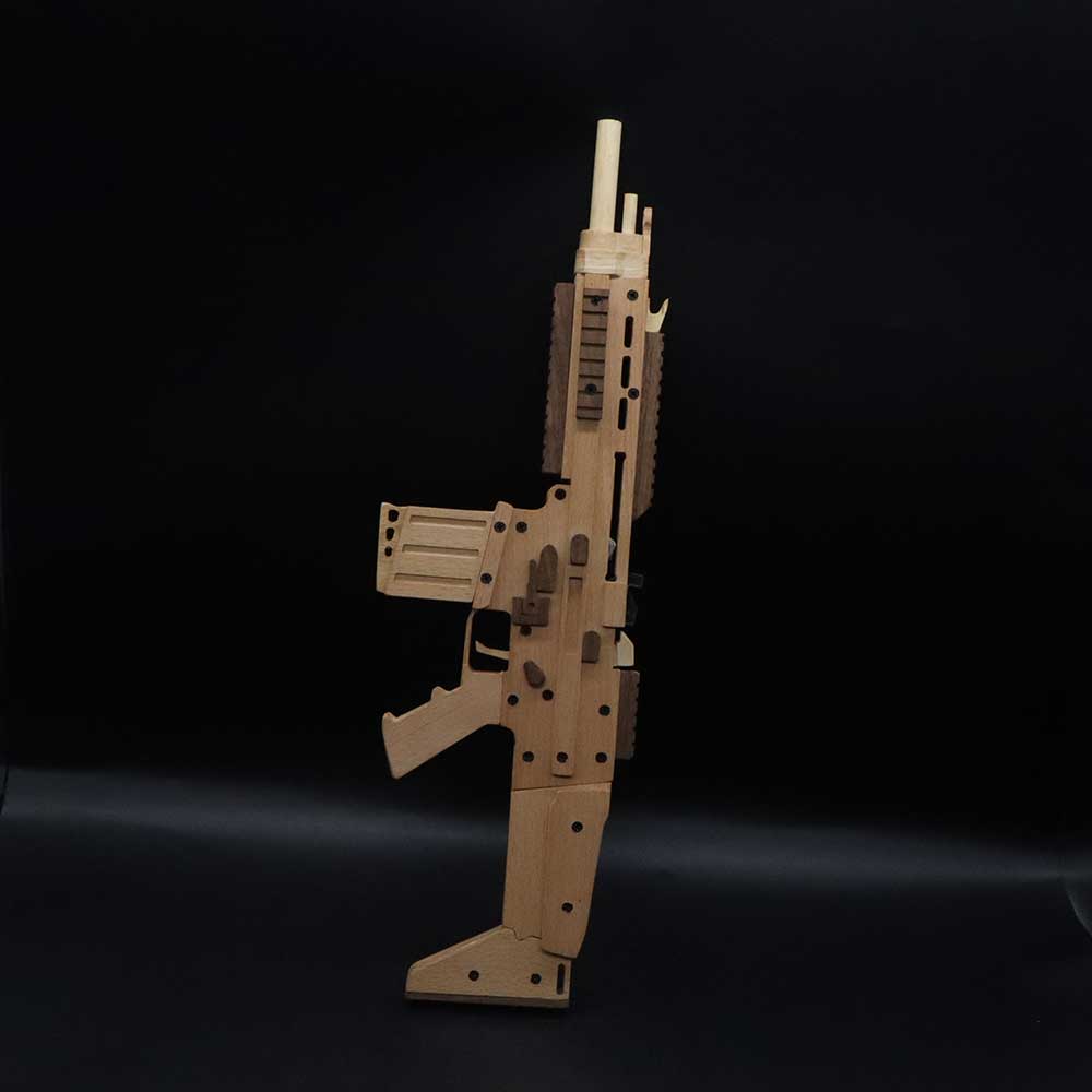 Wooden Scar Assault Rifle Replica Rubber Band Gun Model Kit