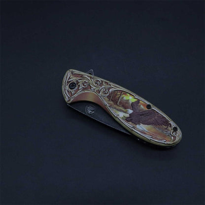 3D Sculpture Eagle Relief Folding Knife